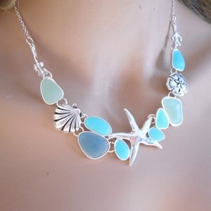 Tumbled Sea Glass Necklace Earrings Set